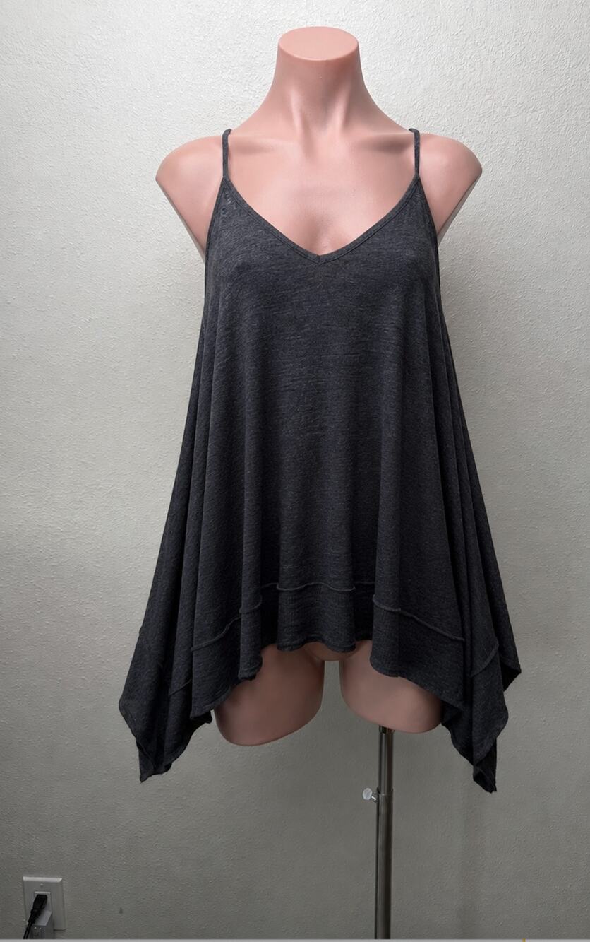 NWT We The Free Dark Gray Spaghetti Strap Flowy Knit Tunic Top XS